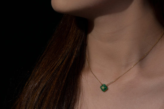 THIALH - 許願池系列 - 綠玉髓黃白鑽石項鍊