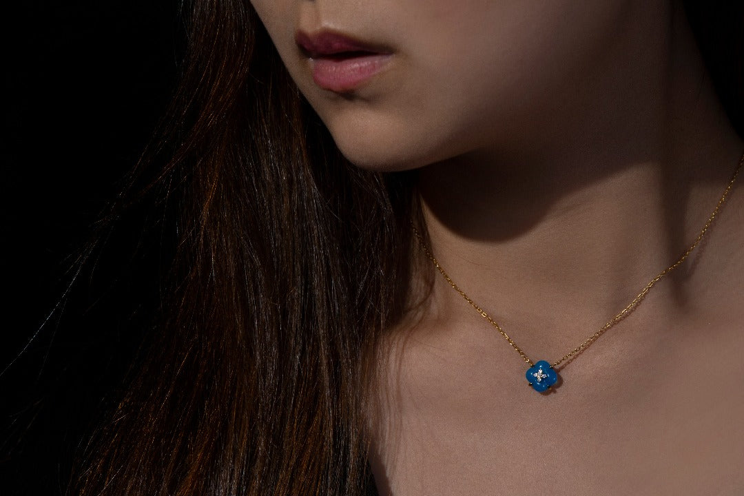 THIALH - Fontana di Trevi - Blue Chalcedony and Diamond Necklace