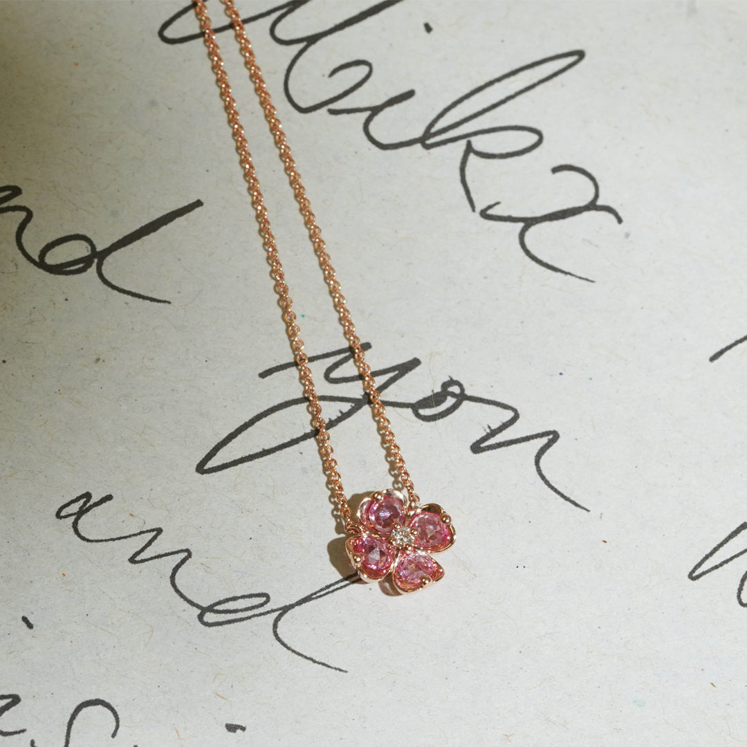 mori - 14K Rose Gold Pink Sapphire And Diamond Necklace