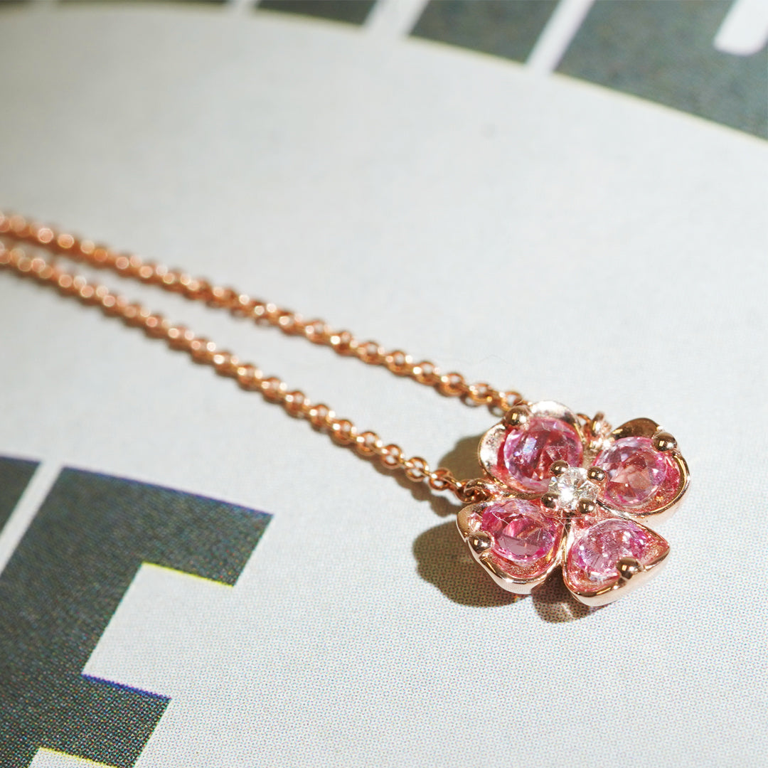 mori - 14K Rose Gold Pink Sapphire And Diamond Necklace