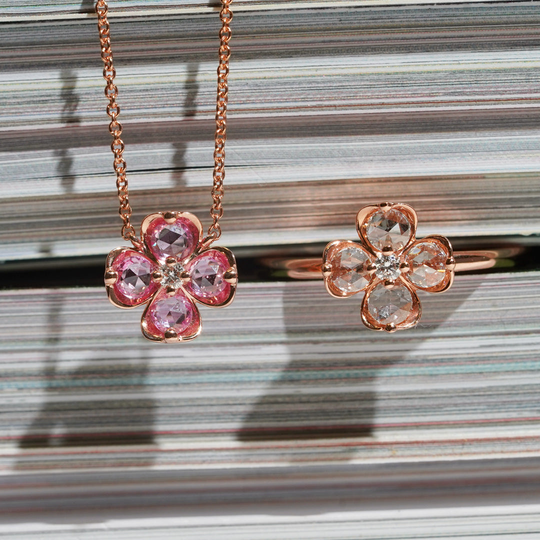 Load image into Gallery viewer, mori - 14K Rose Gold Pink Sapphire And Diamond Necklace
