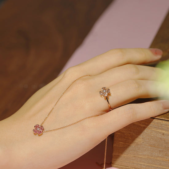 Load image into Gallery viewer, mori - 14K Rose Gold Pink Sapphire And Diamond Necklace
