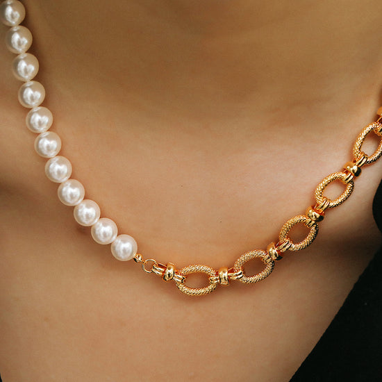 NM - Vintage Chain Pearl Necklace