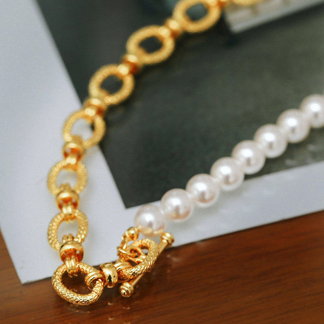 NM - Vintage Chain Pearl Necklace