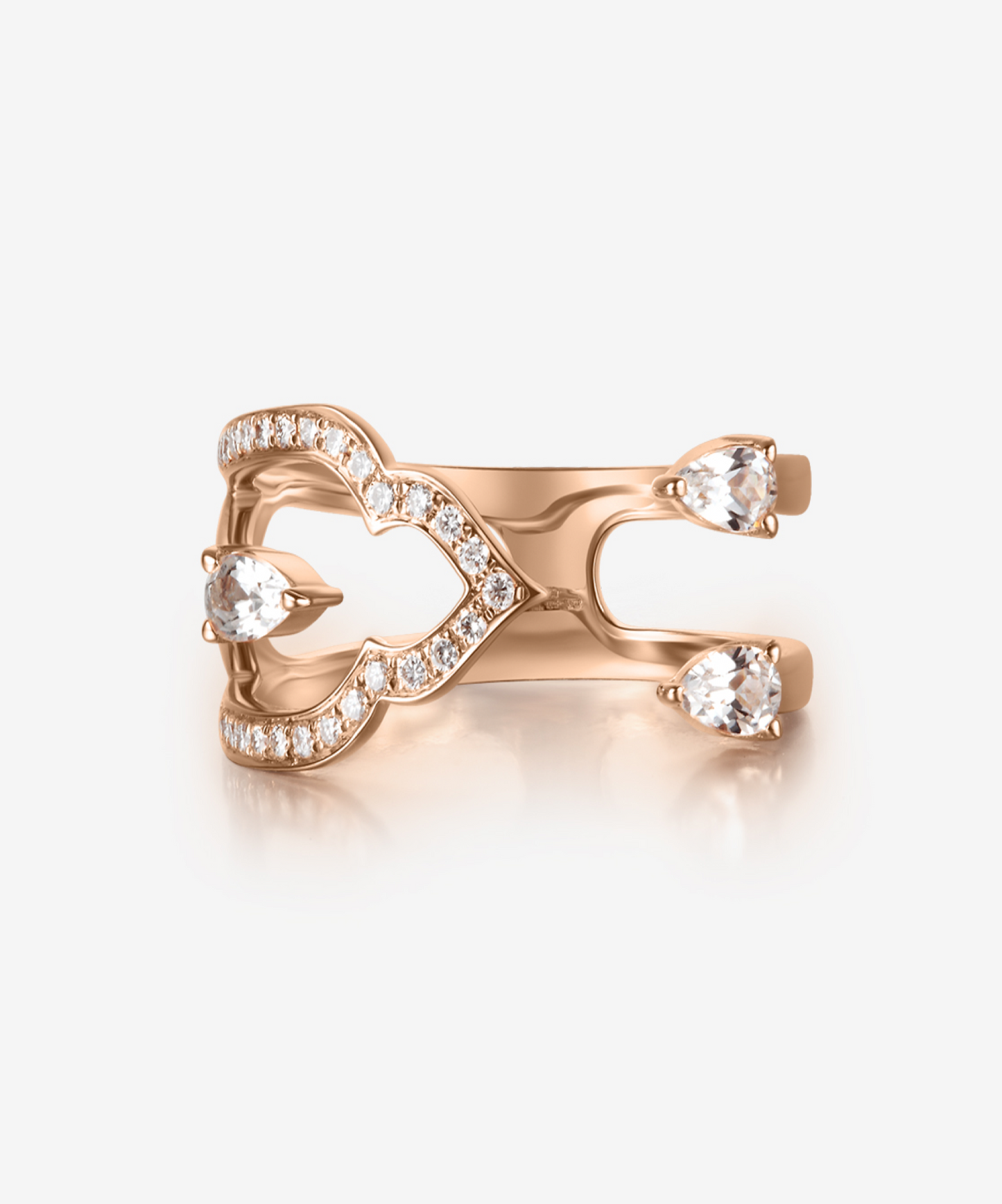 THIALH - ROMAnce • ROYAL GATEWAY - 18K Rose Gold White Sapphire and Diamonds Ring