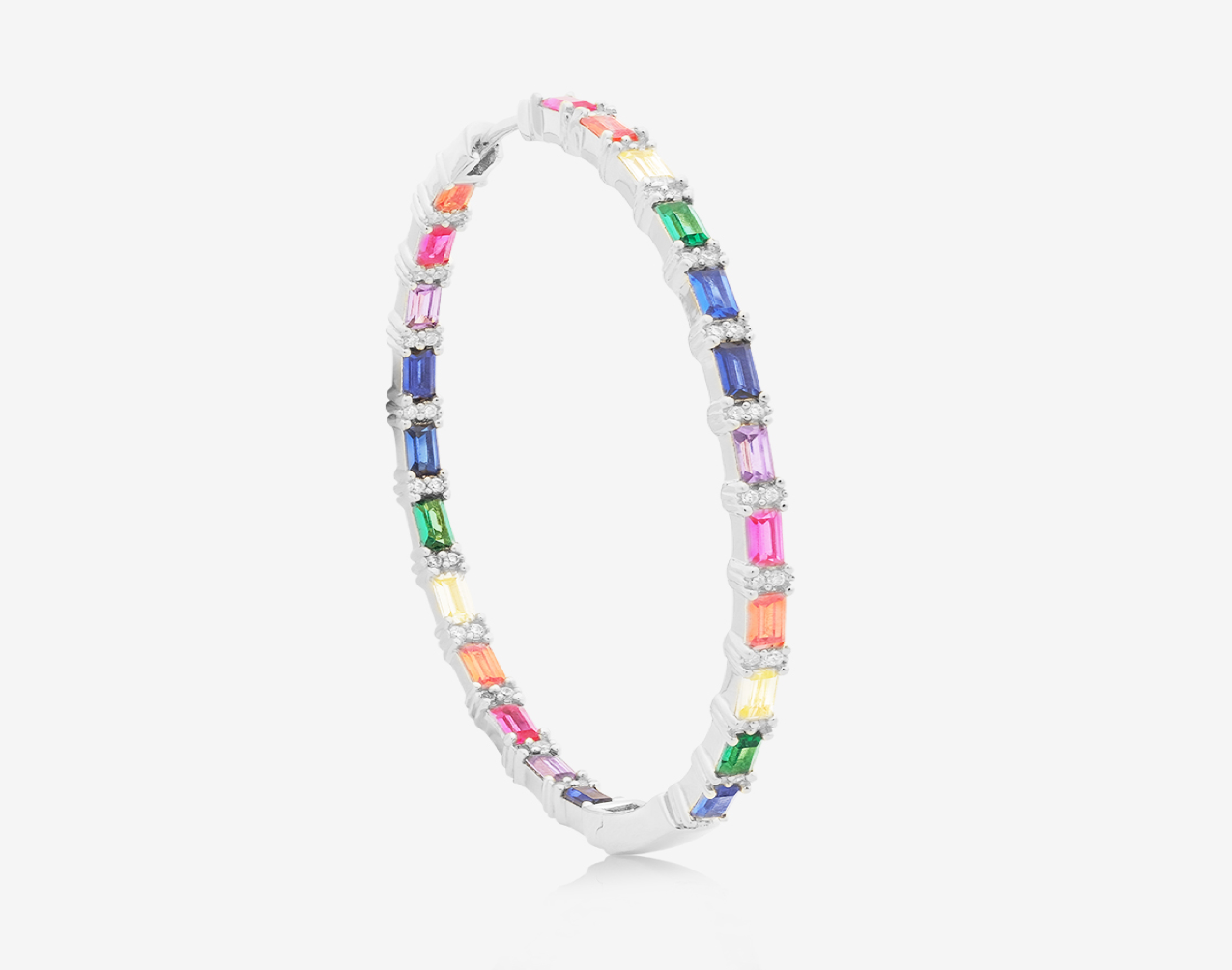 Rainbow - White Sterling Silver Earrings (Single piece)