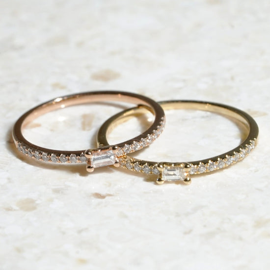 For Her Jewellery - 18K Rose Gold Baguette Diamond Ring