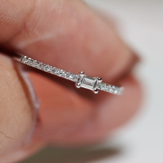 For Her Jewellery - 18K White Gold Baguette Diamond Ring