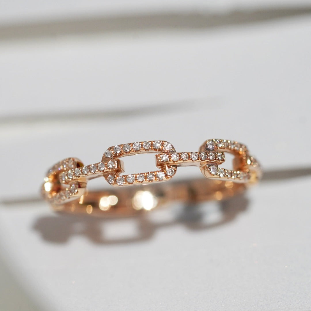 For Her Jewellery - 18K Rose Gold Chain Diamond Ring