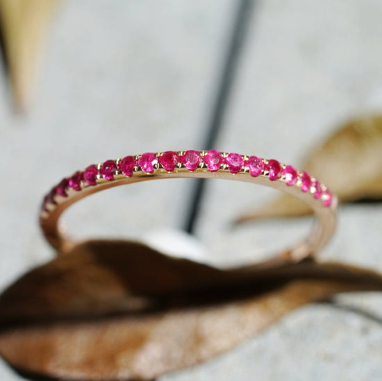 For Her Jewellery -  18K Rose Gold Ruby Eternity Ring