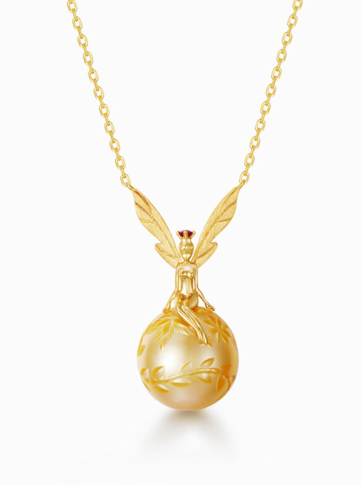 THIALH - DATURA • ASTRA - 18K Yellow Gold Ruby South Sea Gold Pearl Necklace