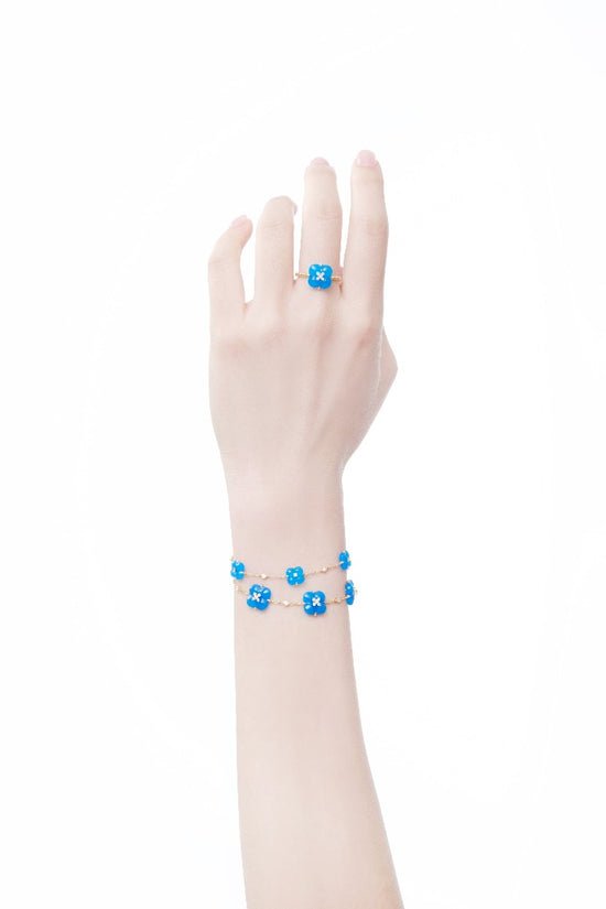THIALH - 許願池系列 - 藍色玉髓鑽石戒指