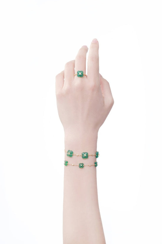 Load image into Gallery viewer, THIALH - Fontana di Trevi - Chrysoprase and Yellow and White Diamond Bracelet
