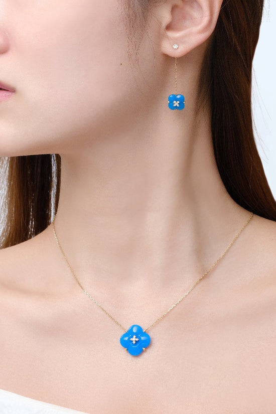 THIALH - Fontana di Trevi - Blue Chalcedony and Diamond Duality Earrings
