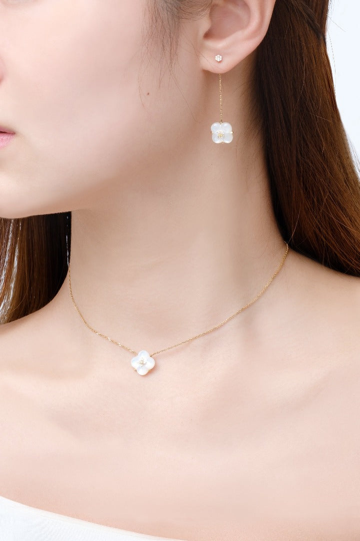 Fontana di Trevi - Mother-of-Pearl and Yellow, White Diamond Duality Earrings