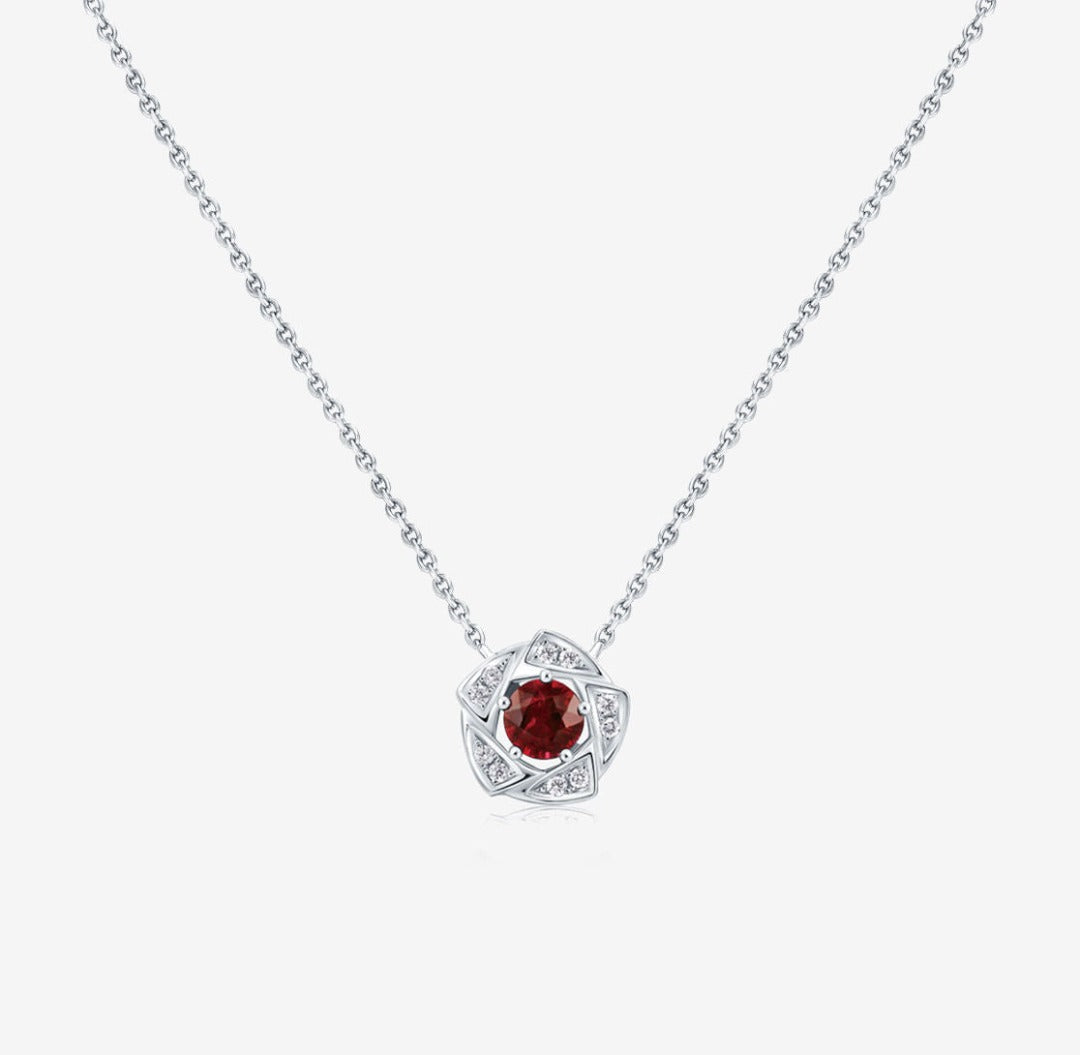 Load image into Gallery viewer, DATURA • BLOSSOM - Diamond and Garnet Necklace
