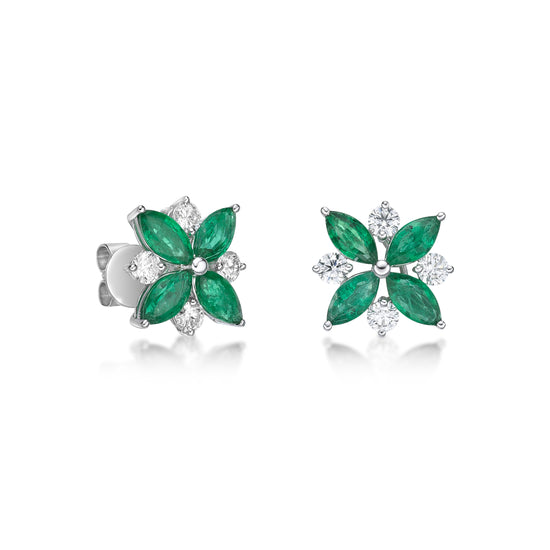 Pour La Vie - Emerald and Diamond Earrings